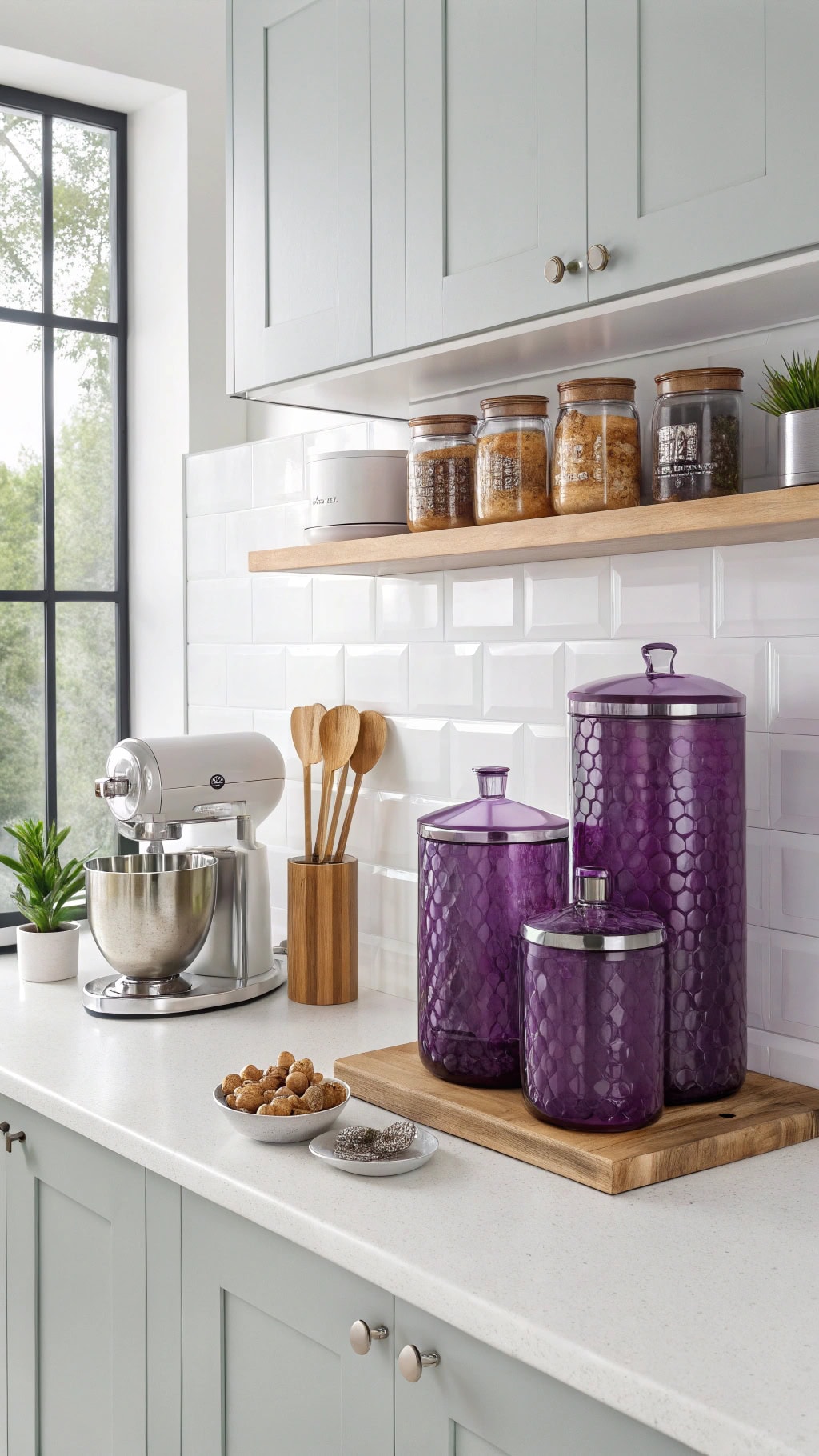 elegant amethyst glass containers