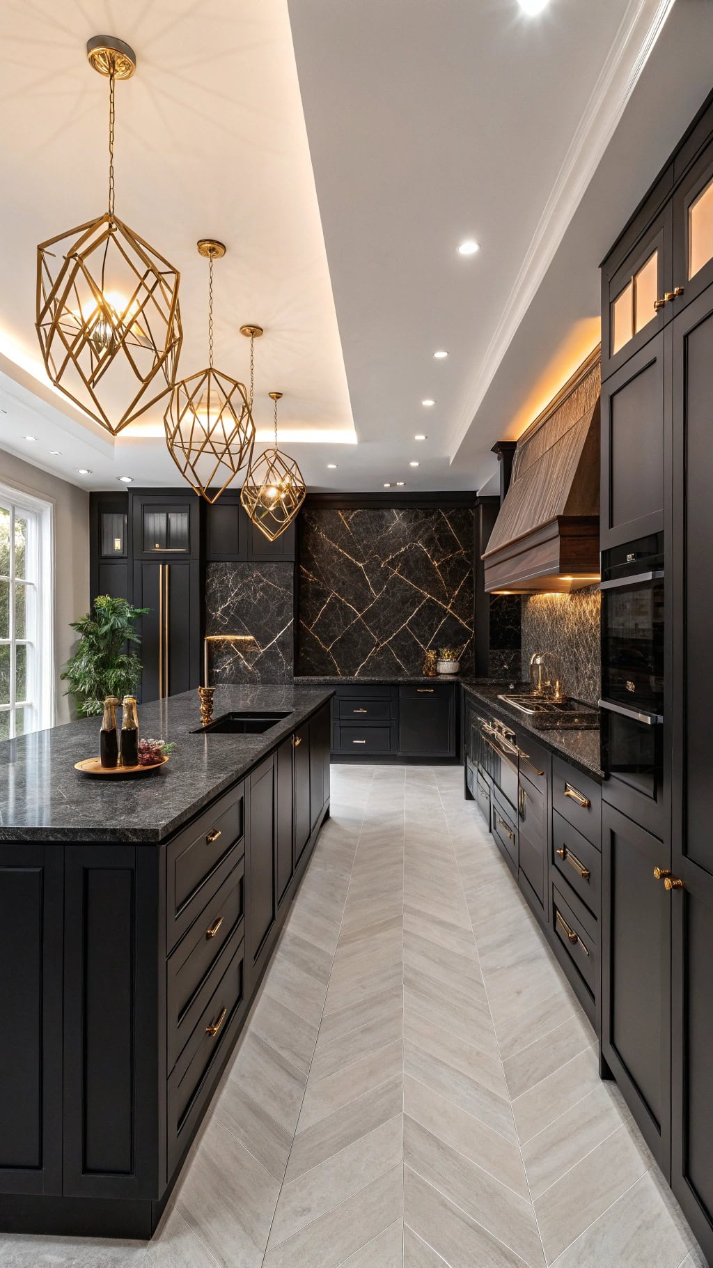 elegant black kitchen design