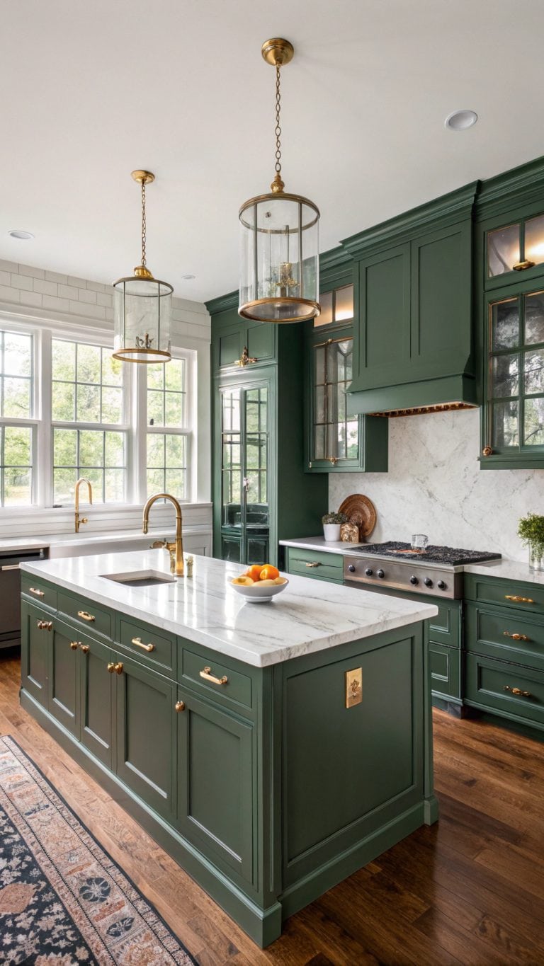 elegant dark green kitchens