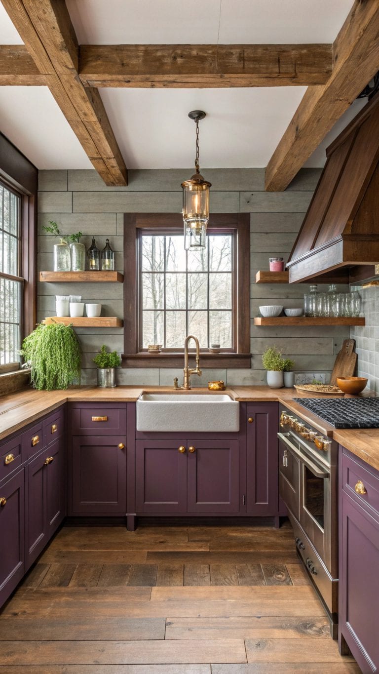 elegant dark purple kitchens