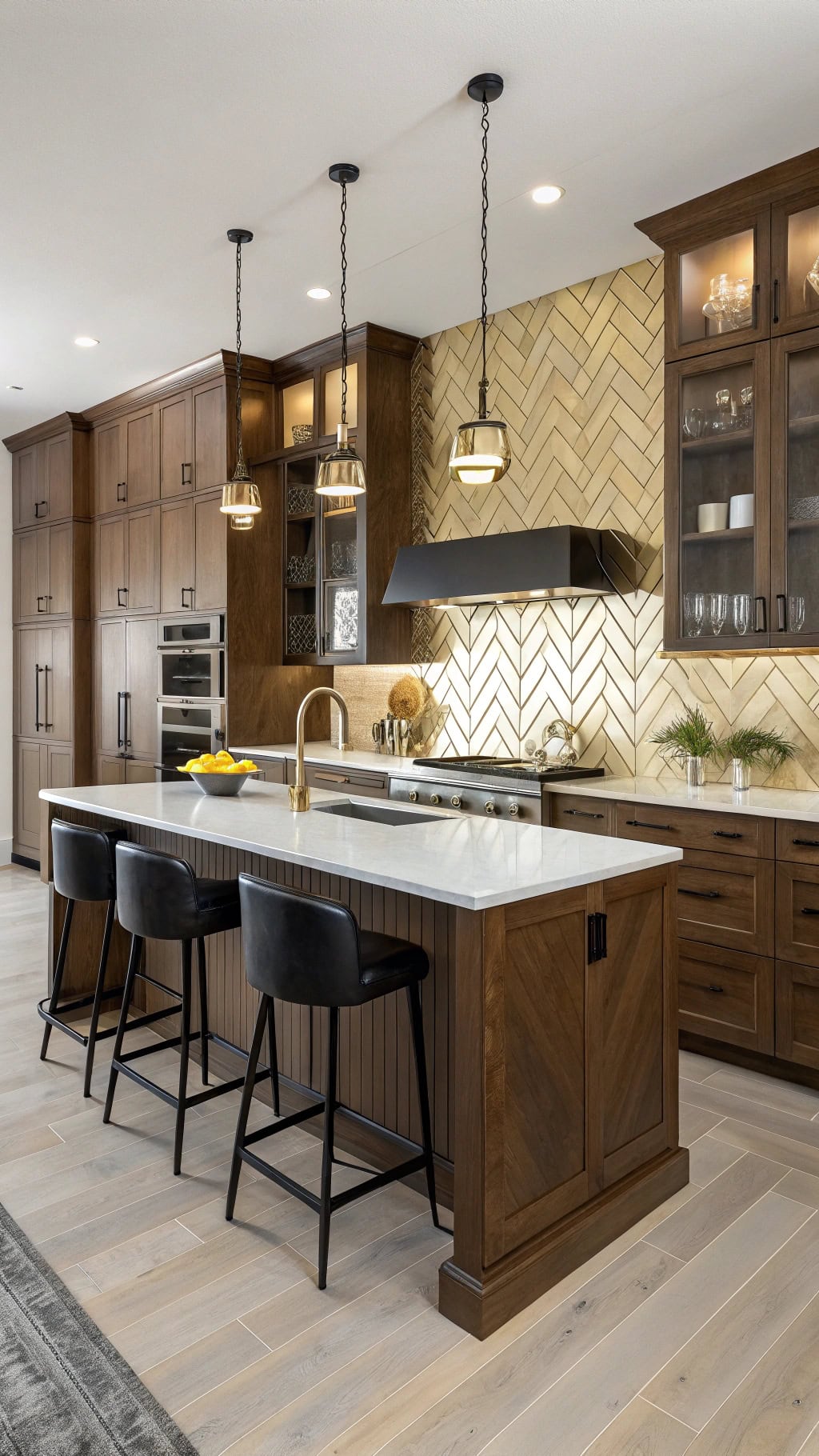 elegant gold herringbone design