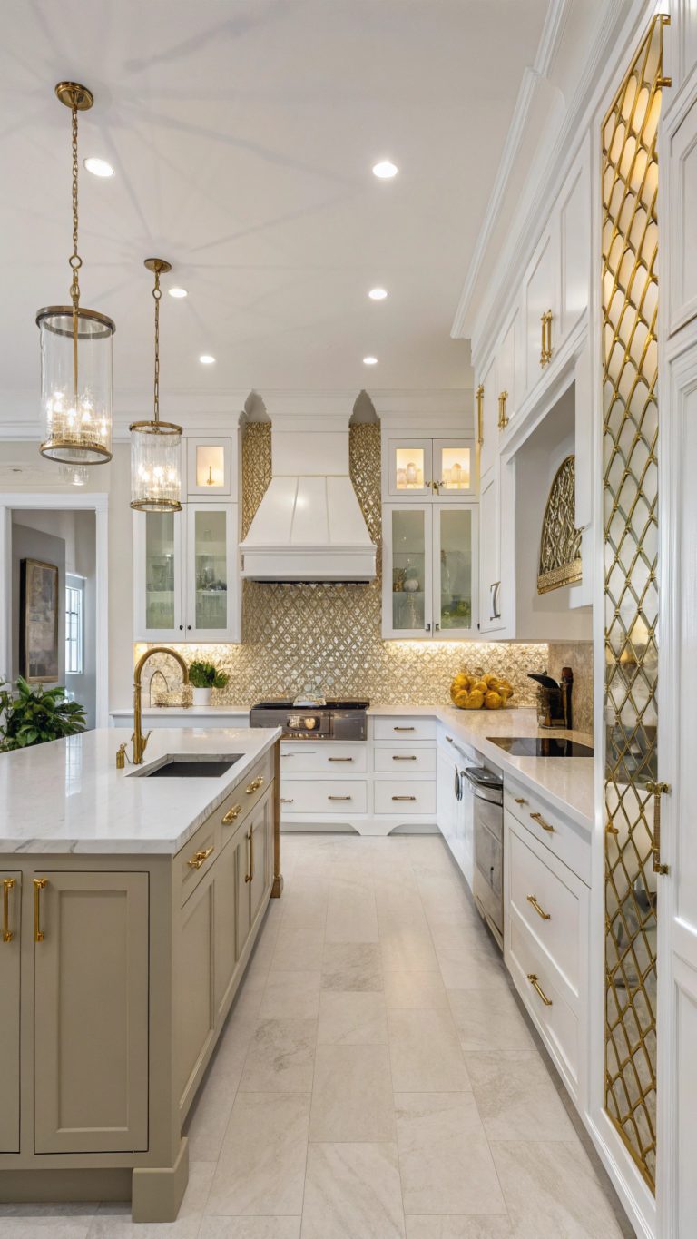 elegant gold kitchen backsplashes