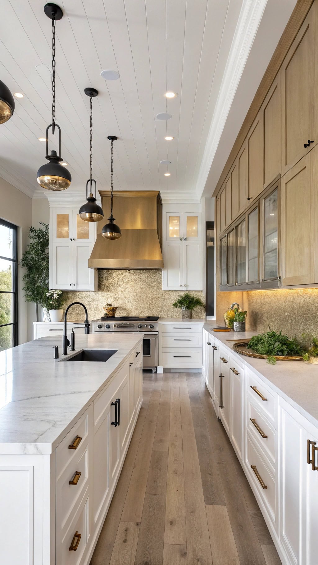 elegant gold metal backsplash