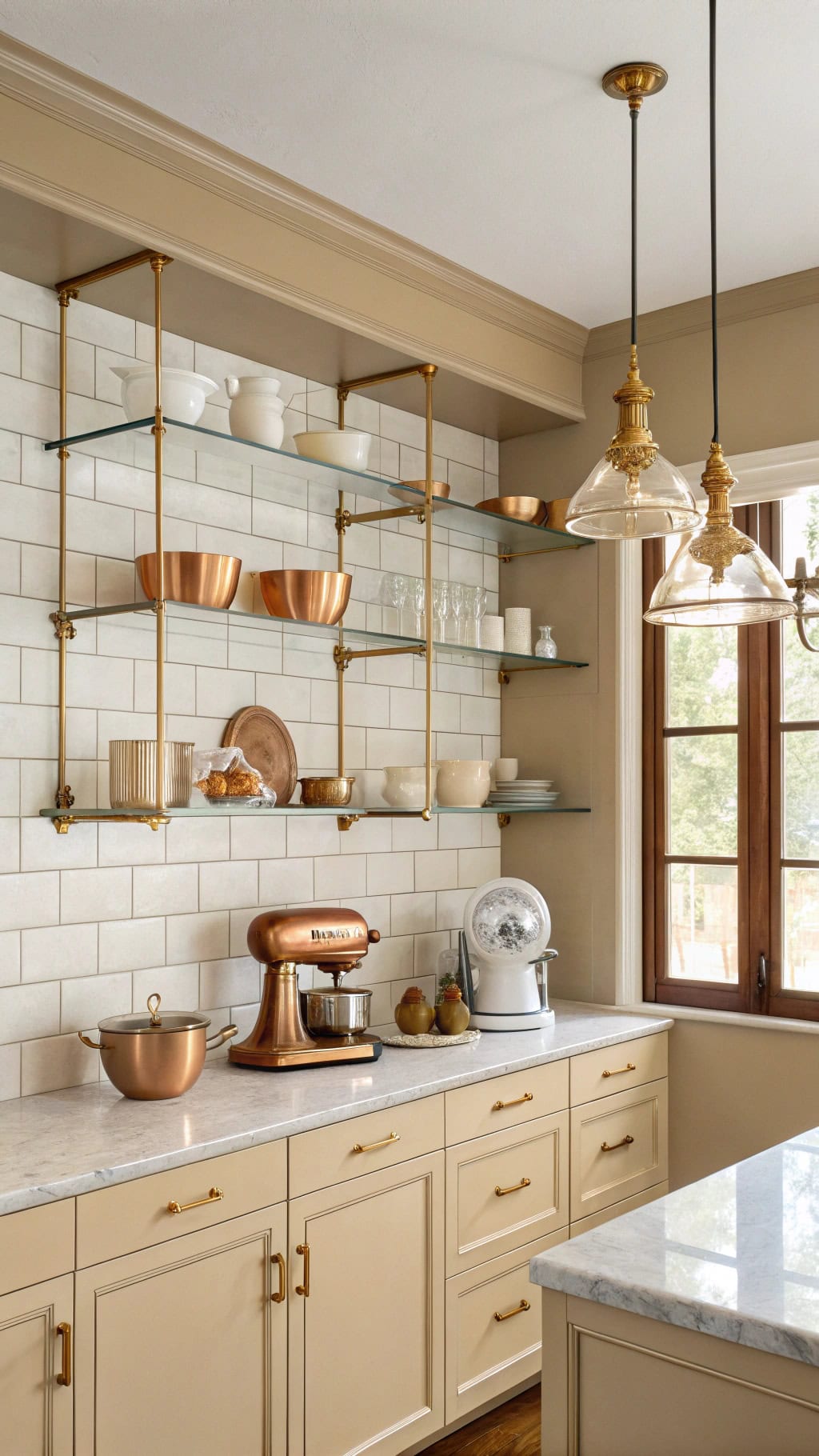 elegant gold shelving design