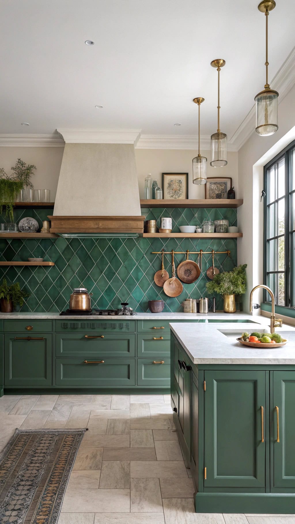 elegant green tile accents