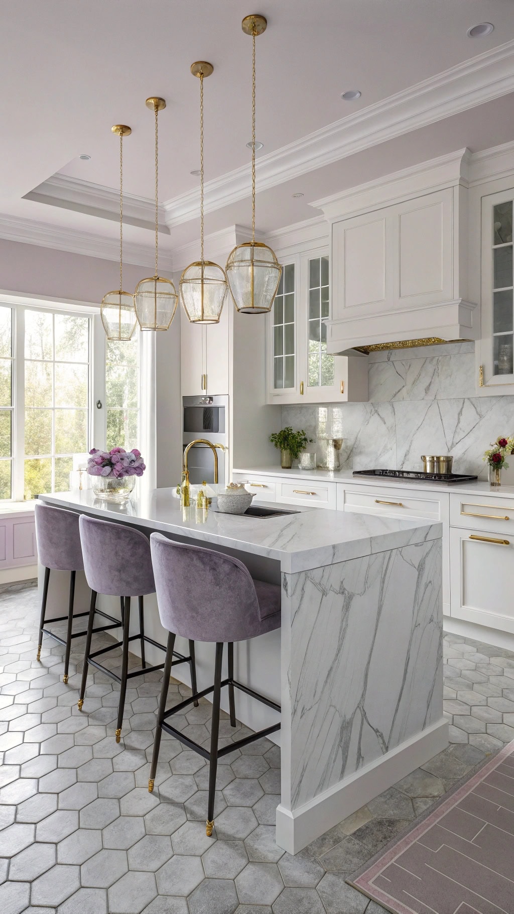 elegant lavender marble kitchen