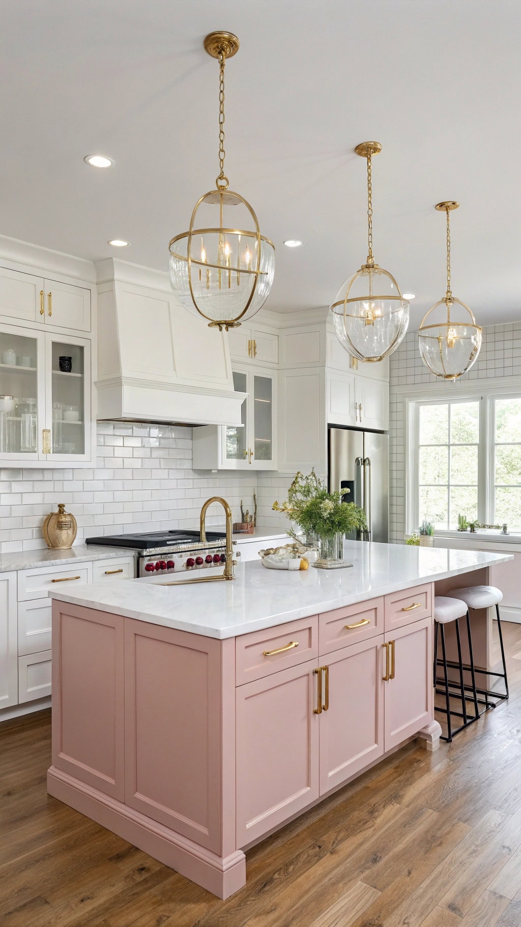 elegant pink island lighting