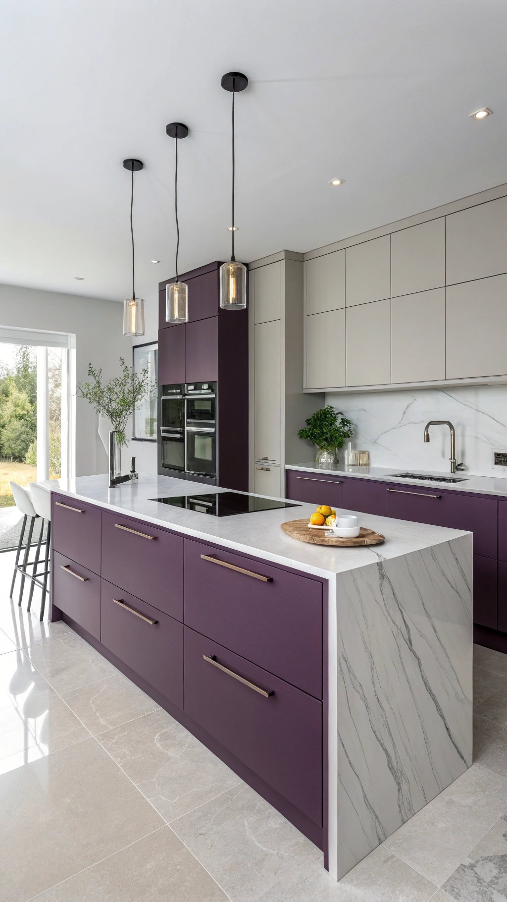 elegant purple gray kitchen