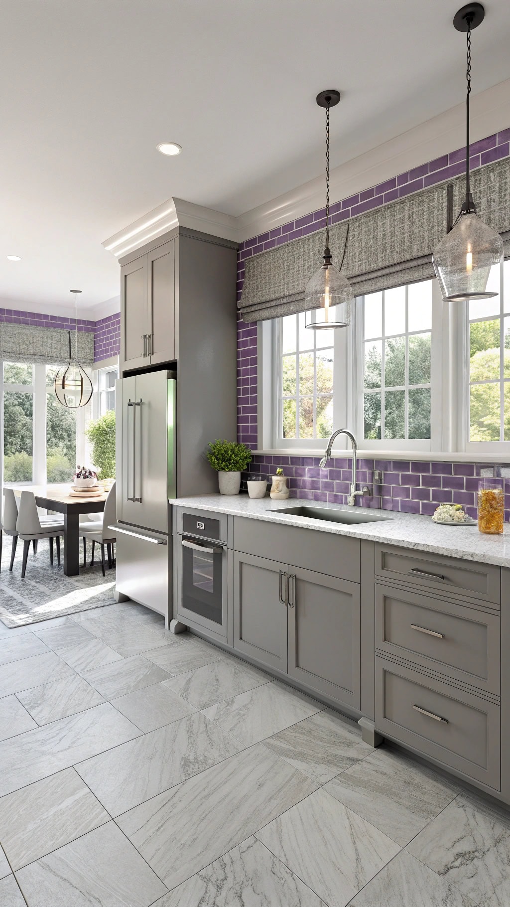 elegant purple gray kitchen