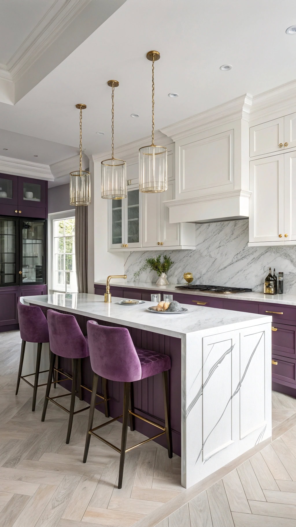 elegant purple marble kitchen