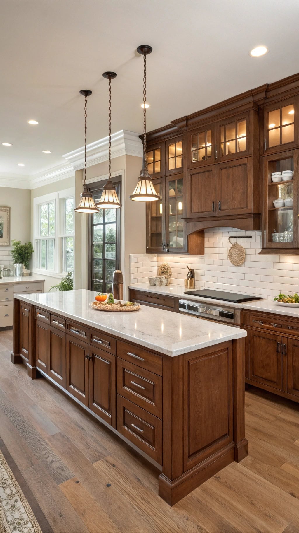 elegant red oak cabinetry