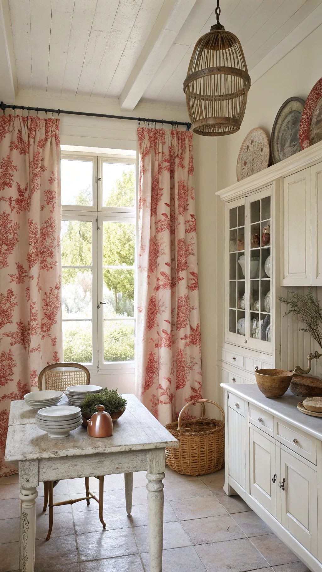 elegant red toile curtains