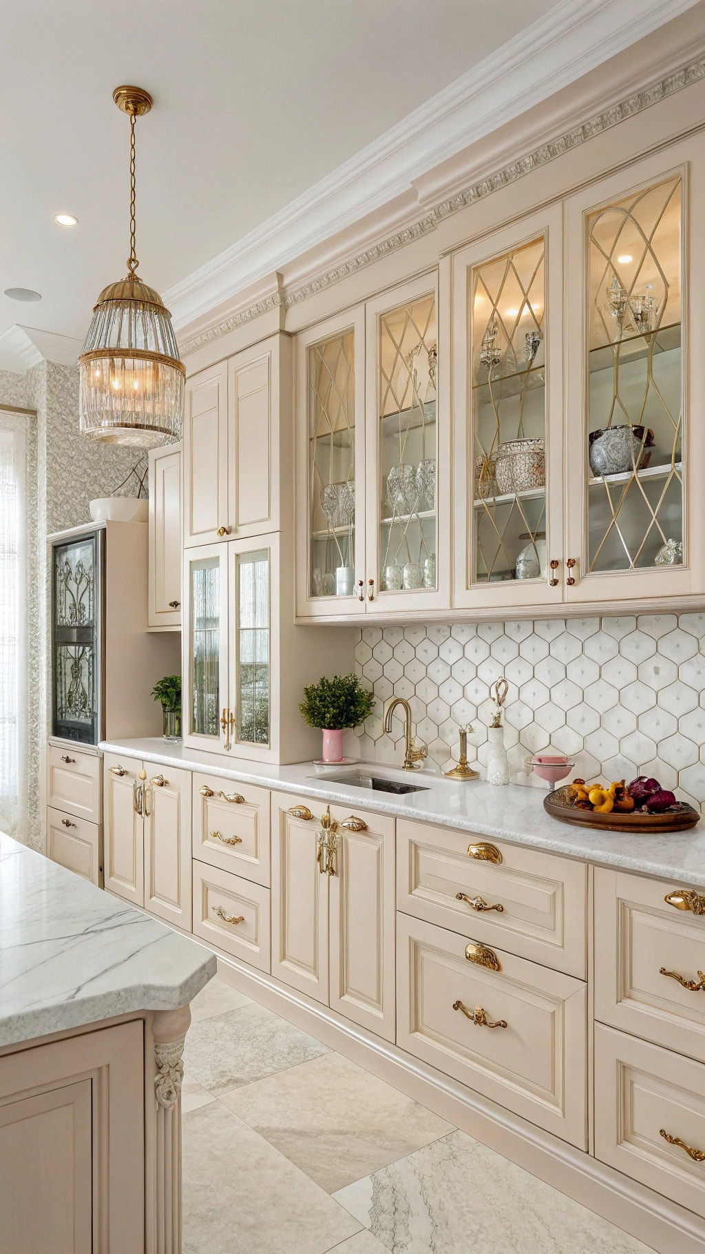 elegant rose gold cabinetry