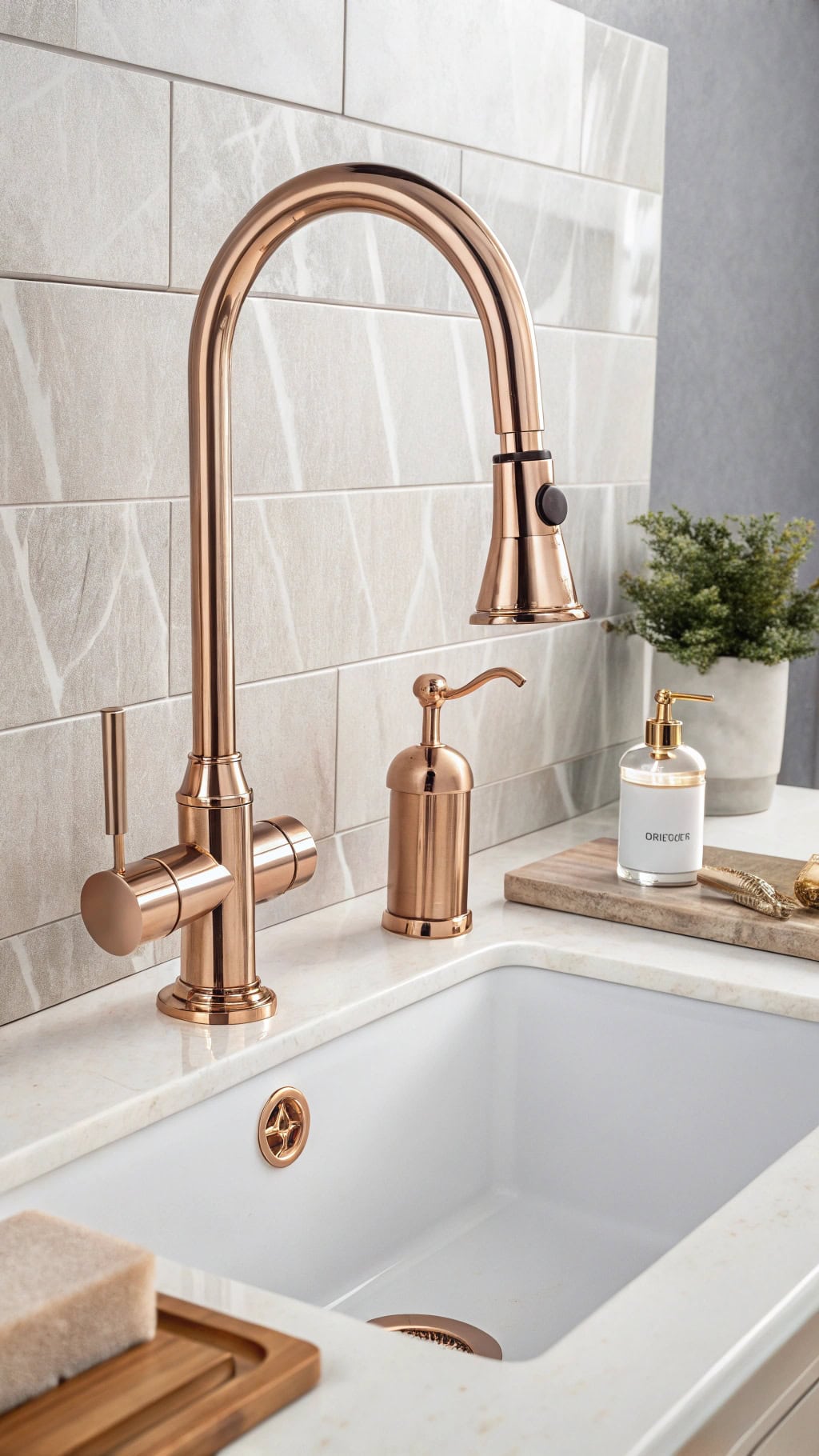 elegant rose gold fixtures