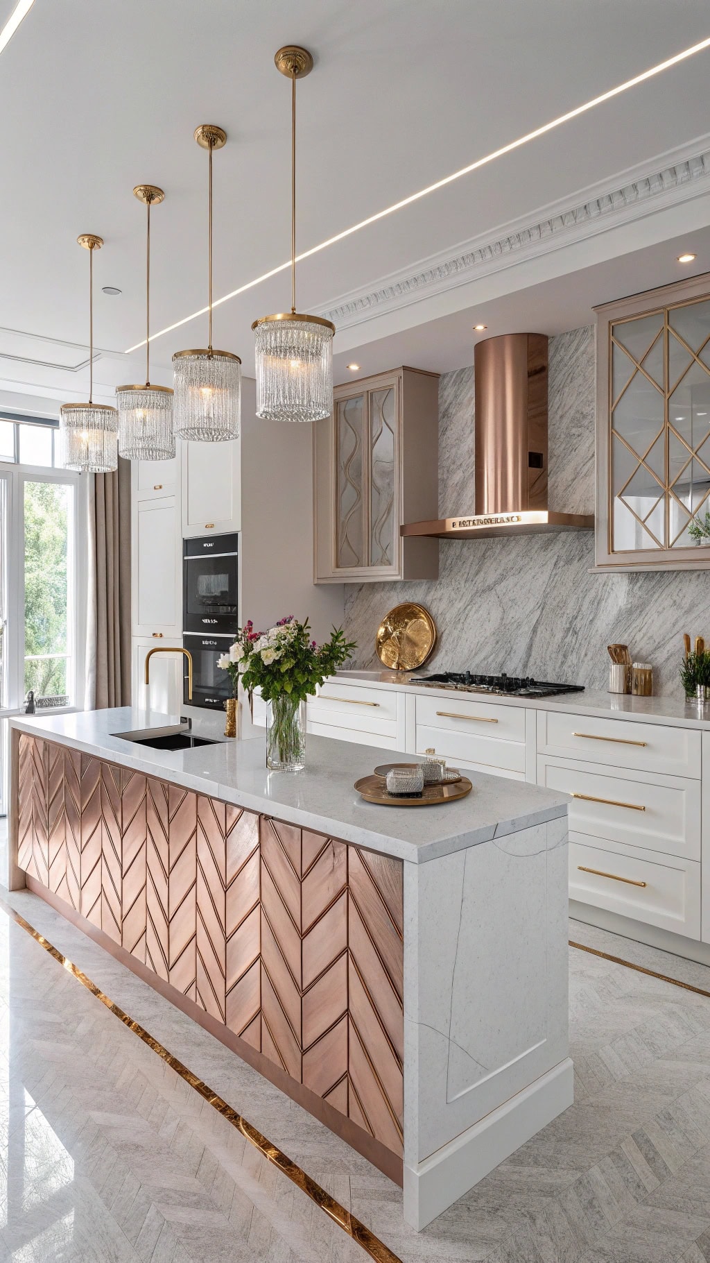 elegant rose gold kitchen