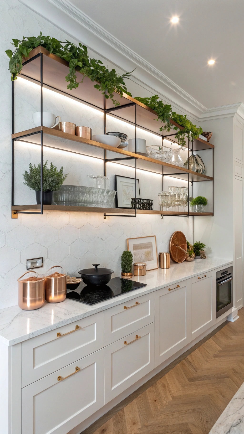 elegant rose gold shelving