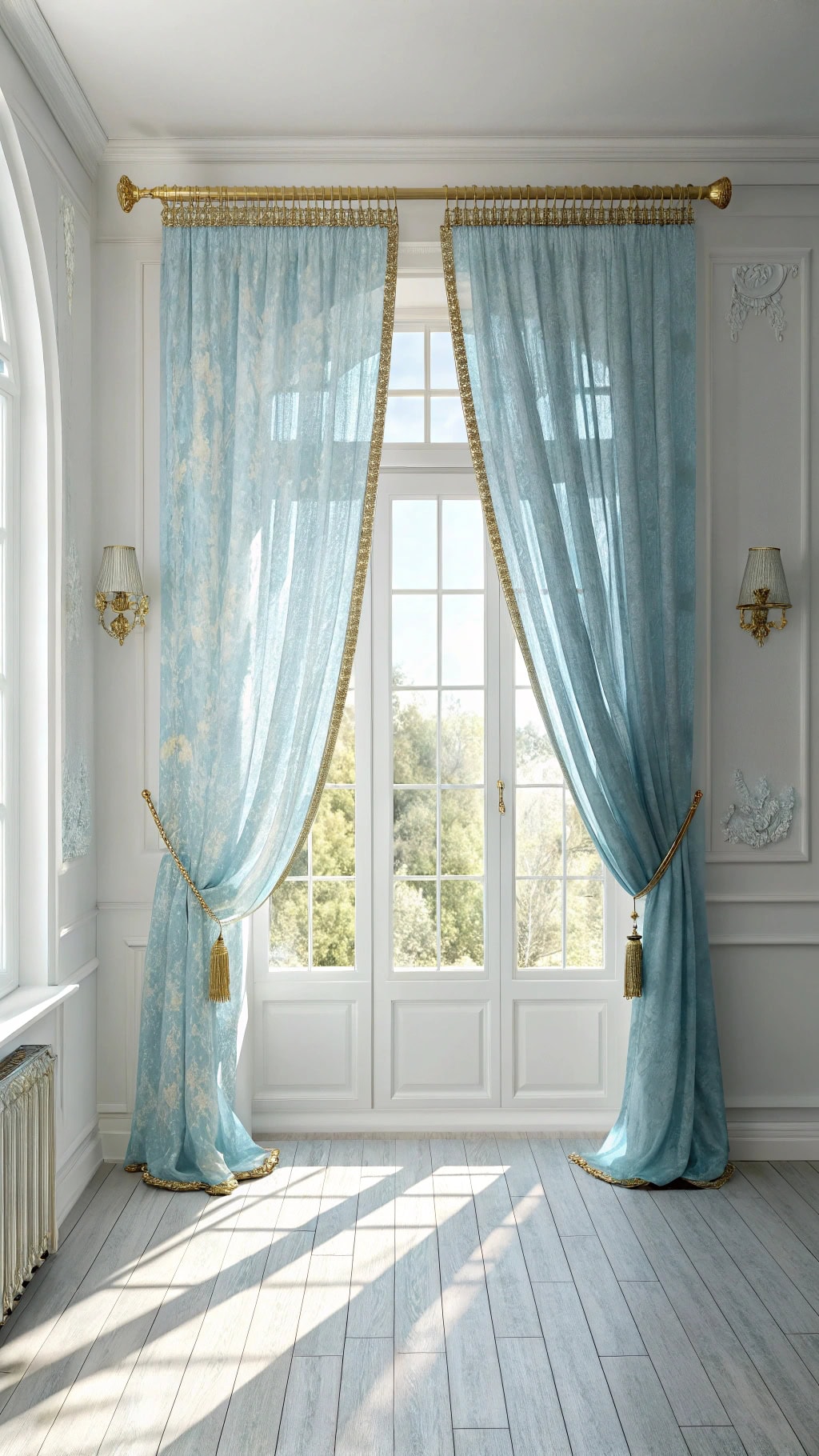 elegant sky blue drapes