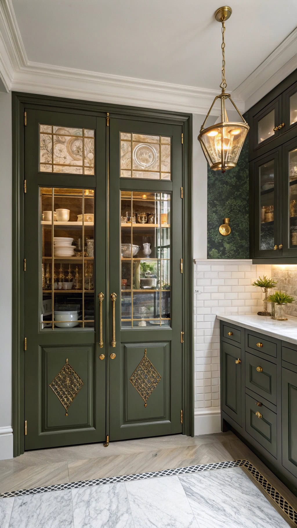 gilded dark olive doors