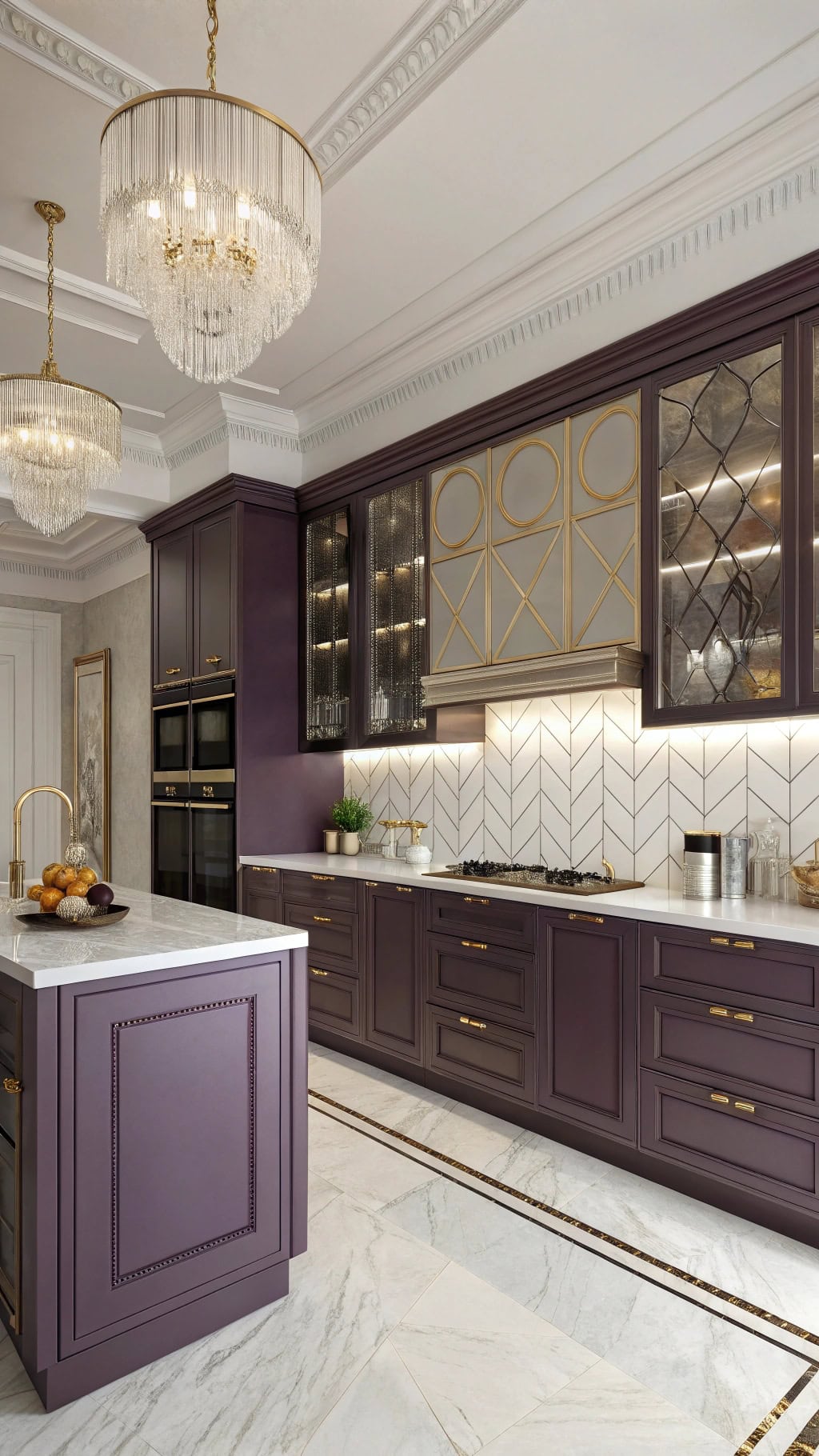 glamorous purple art deco cabinet