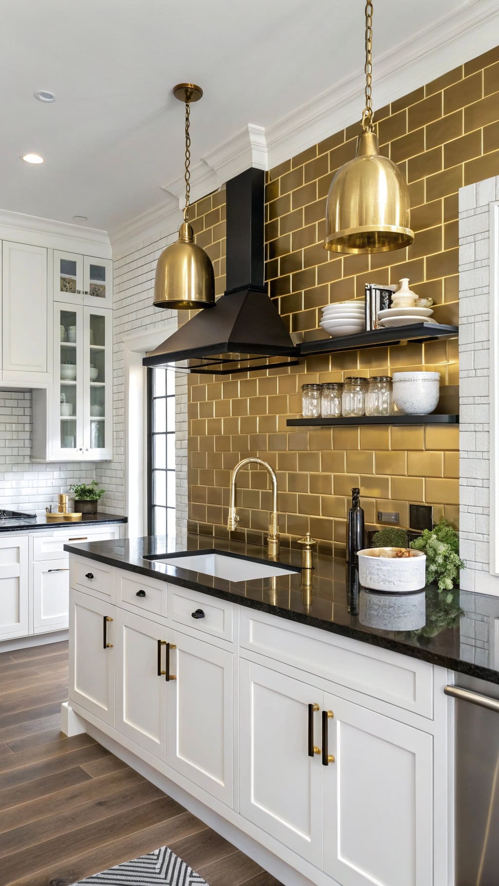 gold tiles black grout