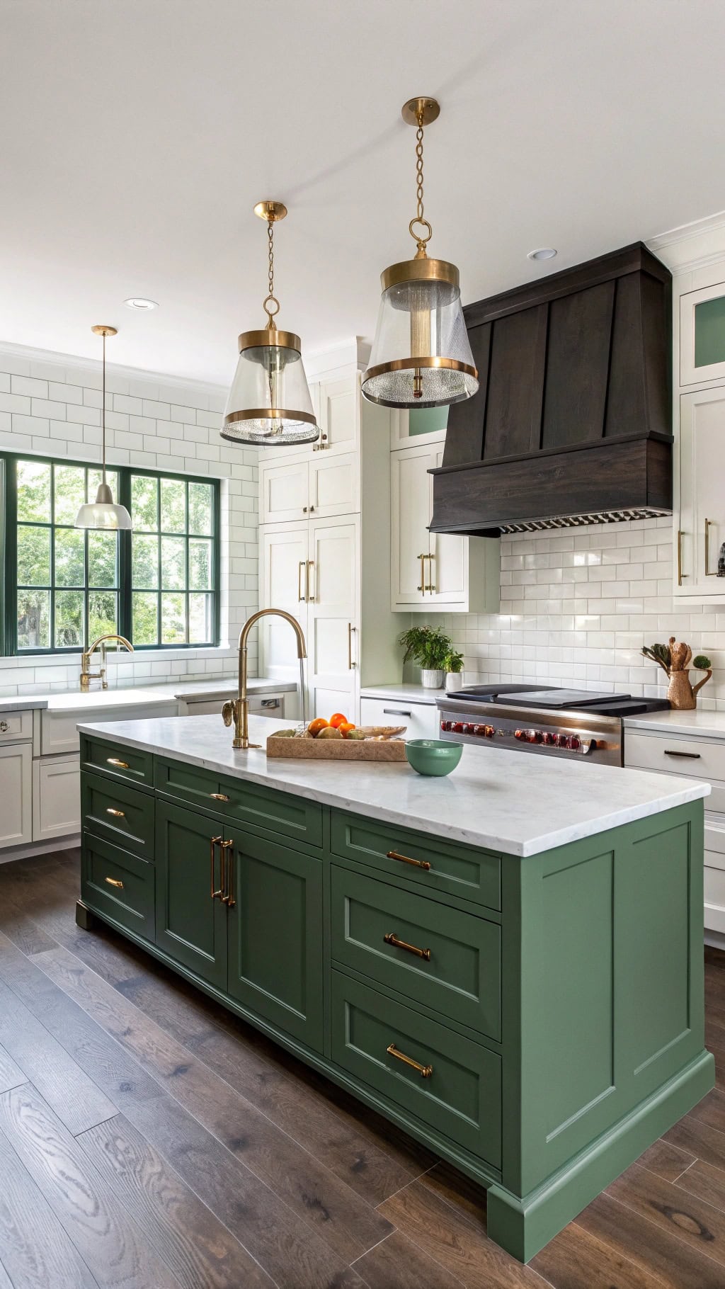 green cabinets mixed metals