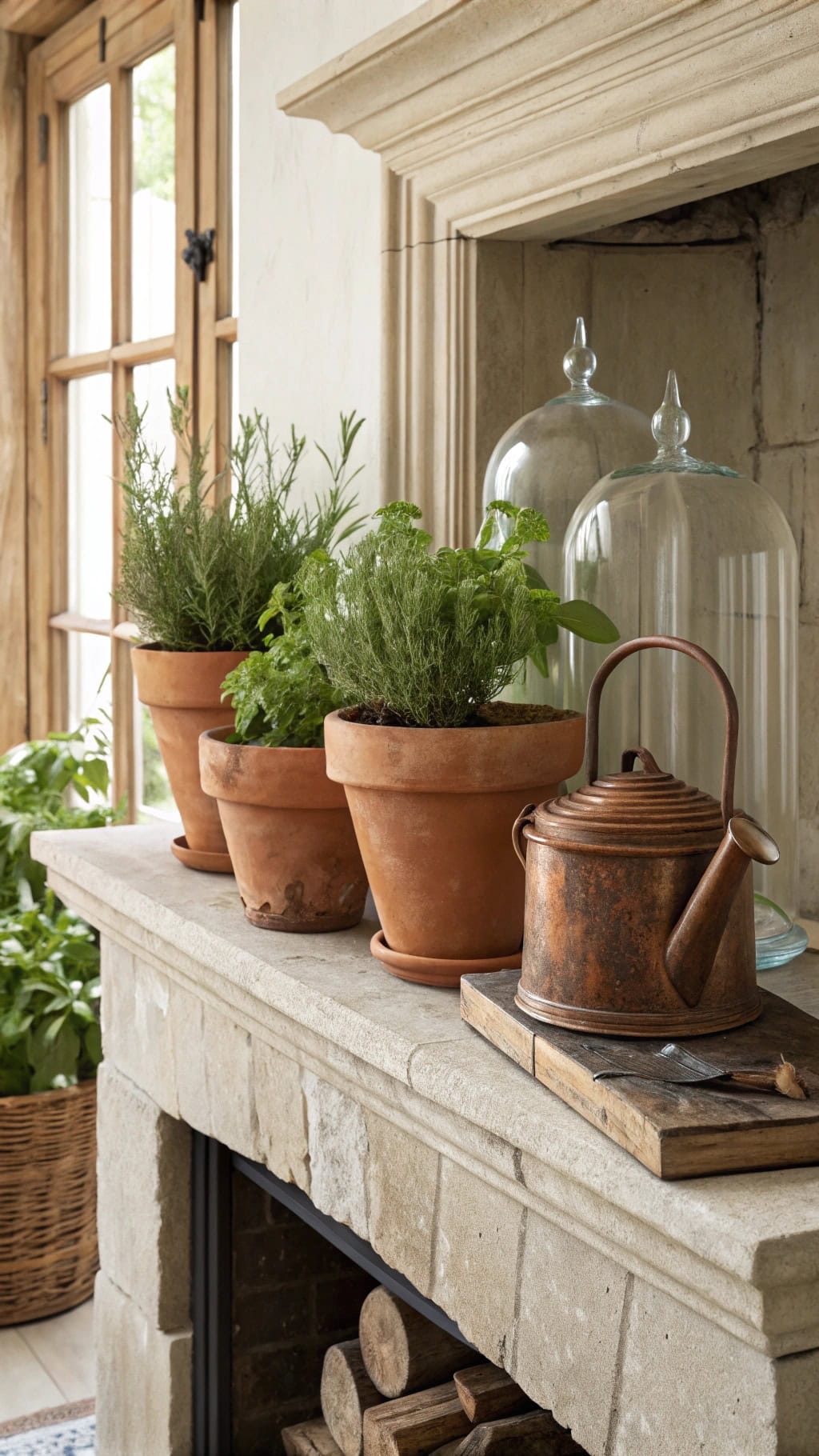 herbs in decorative pots