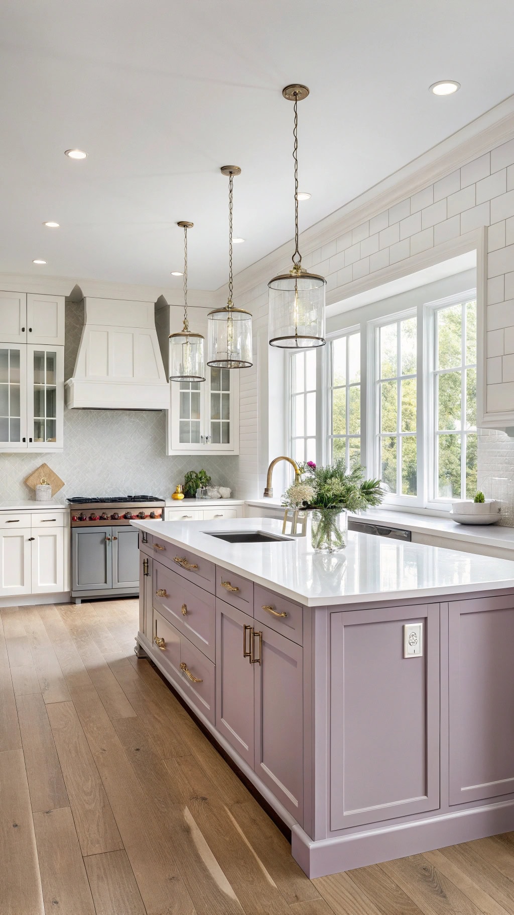 lavender and white kitchen