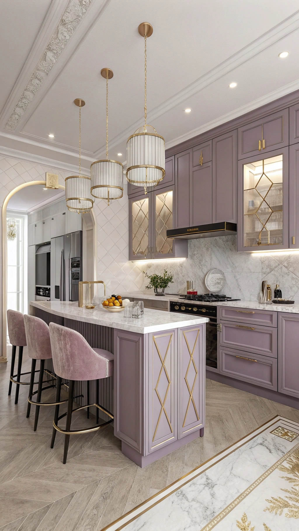 lavender art deco kitchen