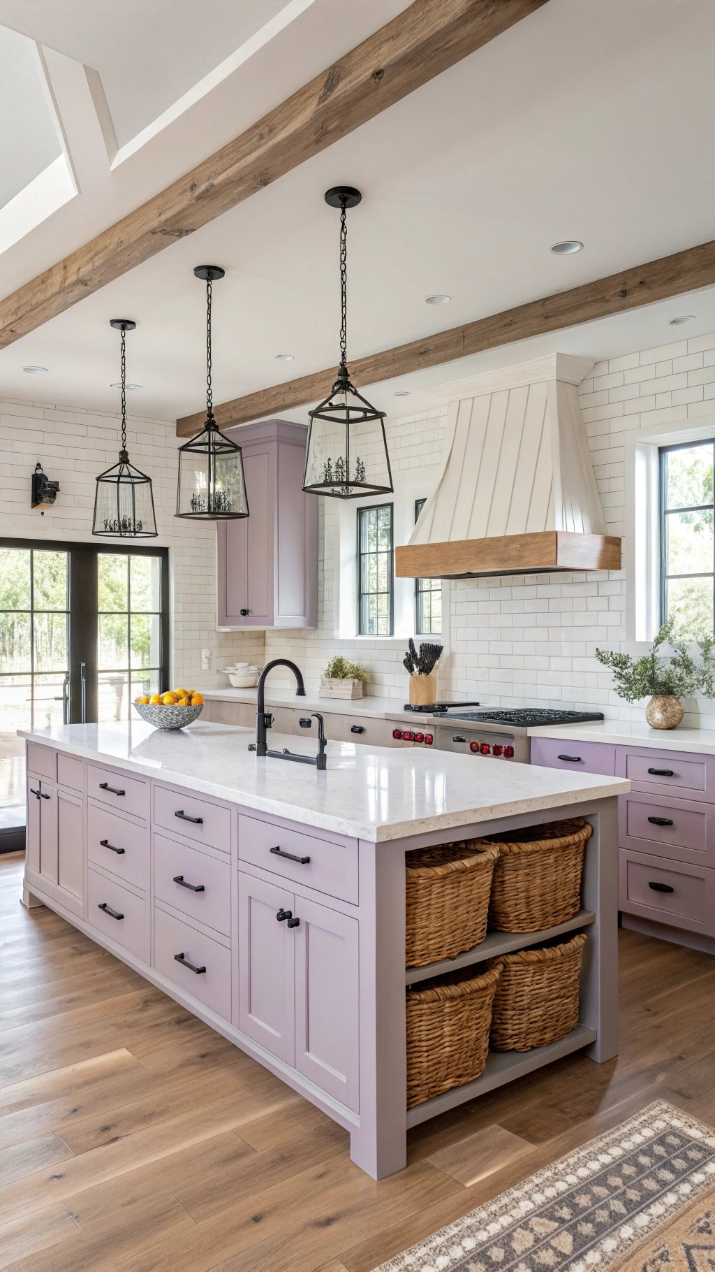 lavender cabinets farmhouse style