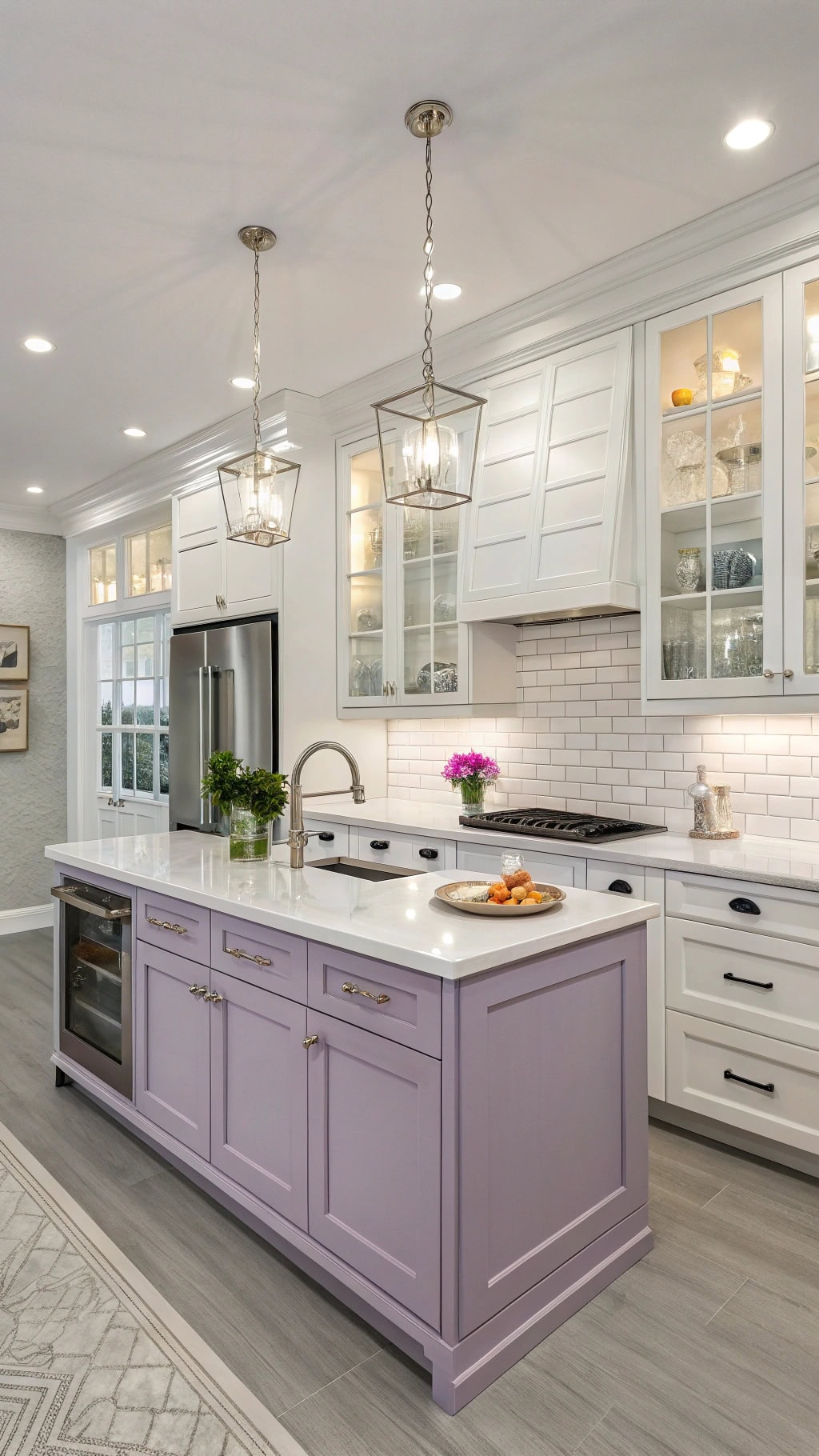 lavender glass cabinet doors