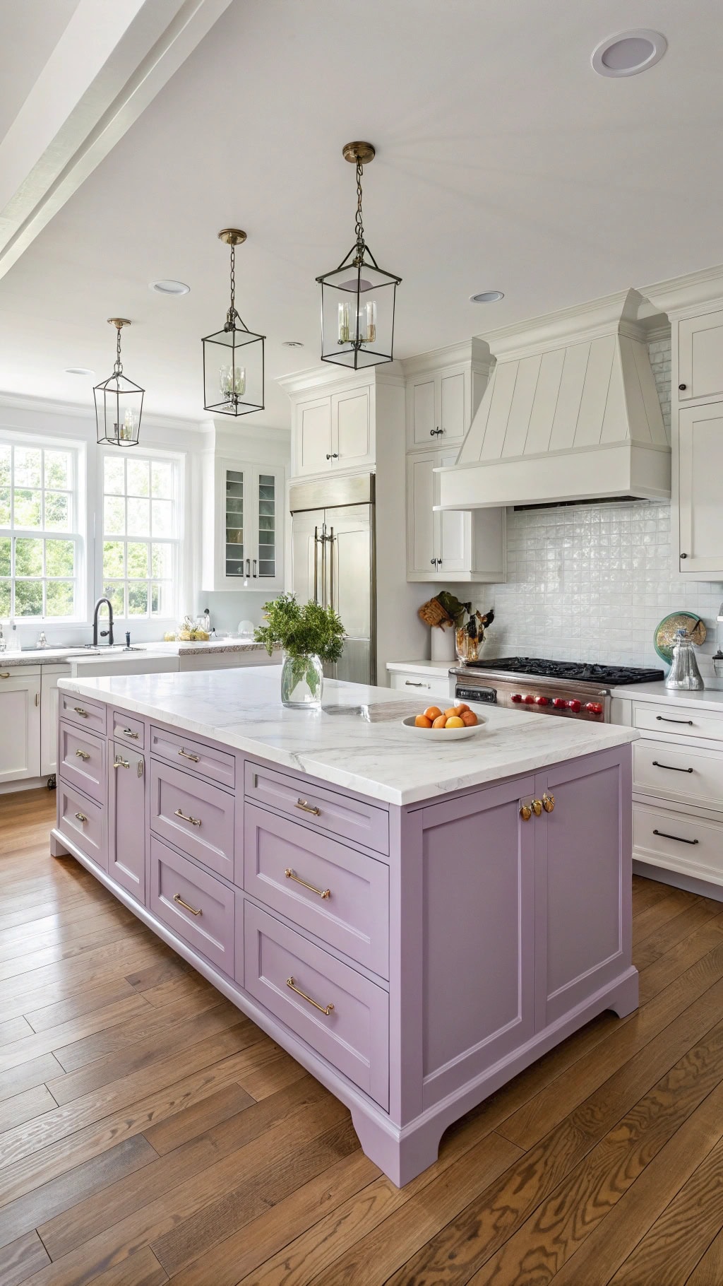 lavender island in kitchen