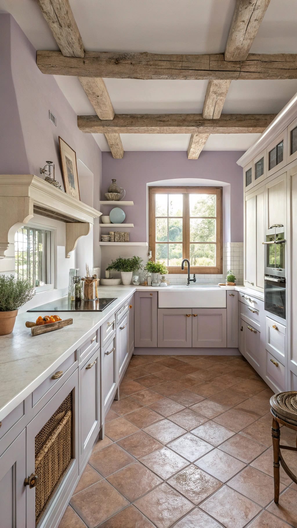 lavender themed mediterranean kitchen design