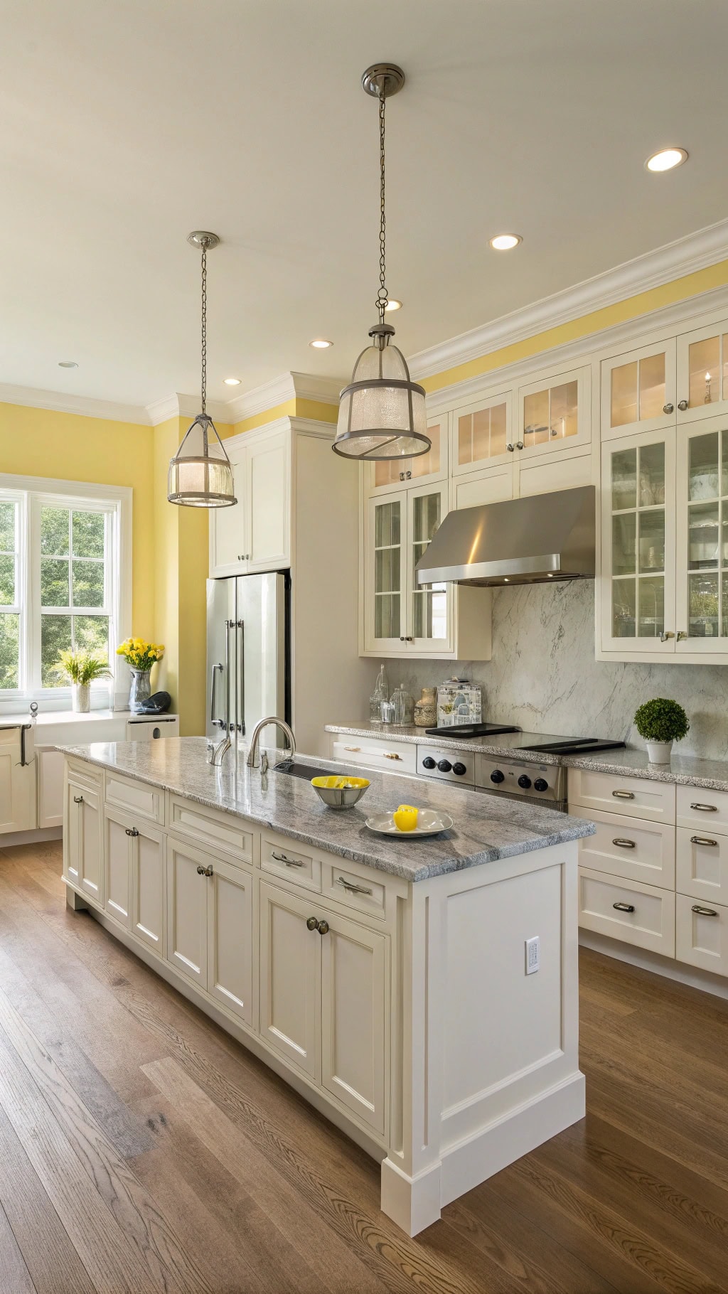 lemon kitchen gray marble