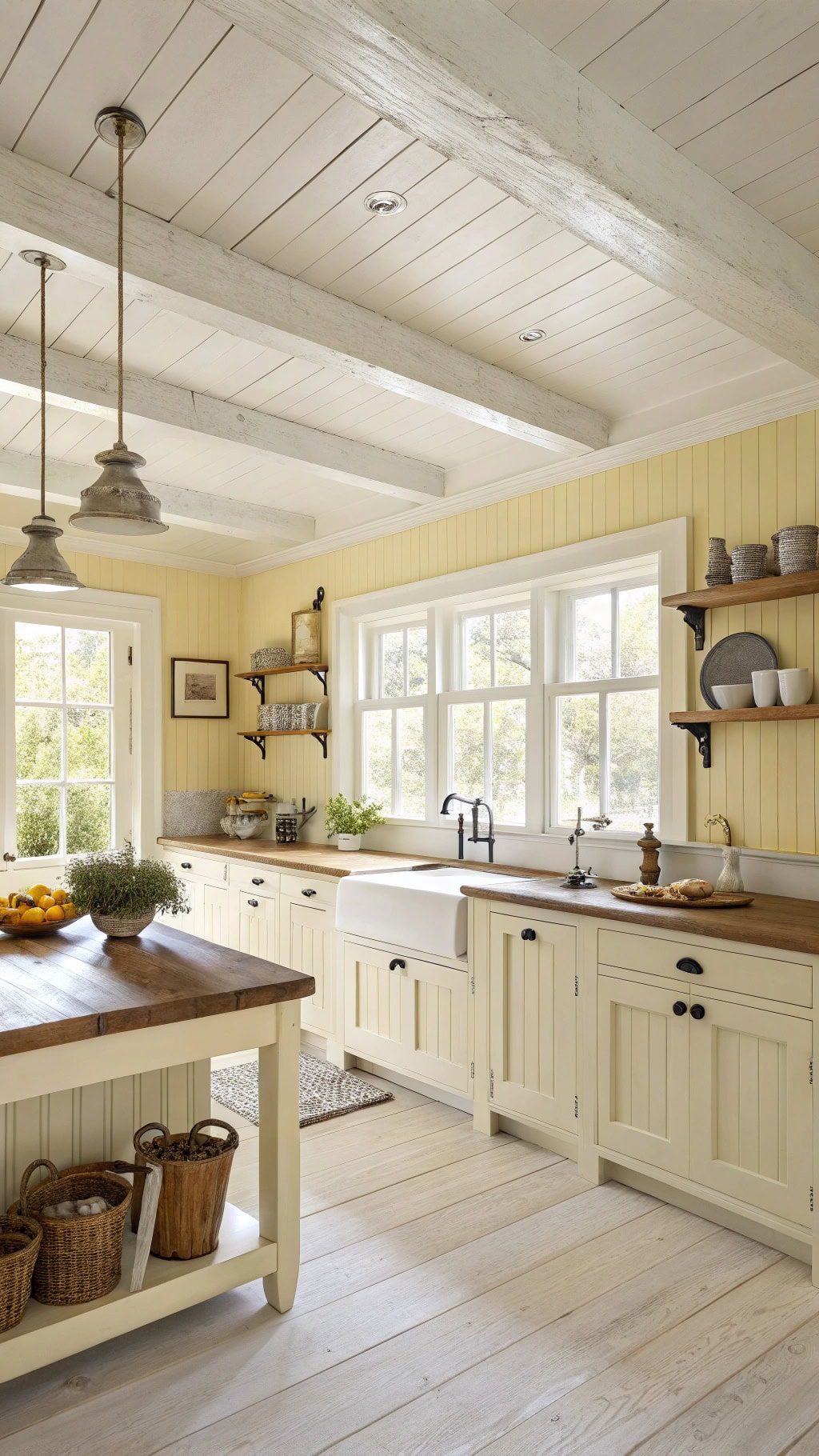 light yellow farmhouse kitchen