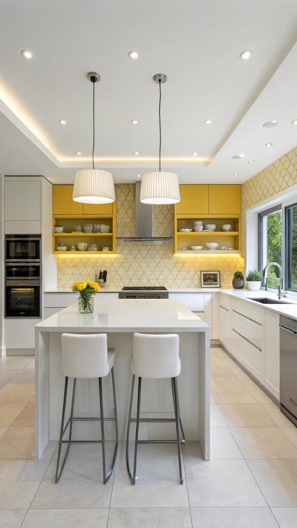 light yellow minimalist kitchen