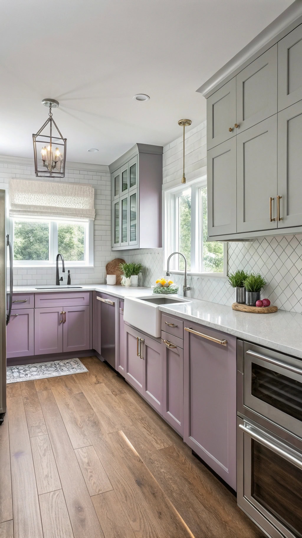 lilac and gray kitchen design