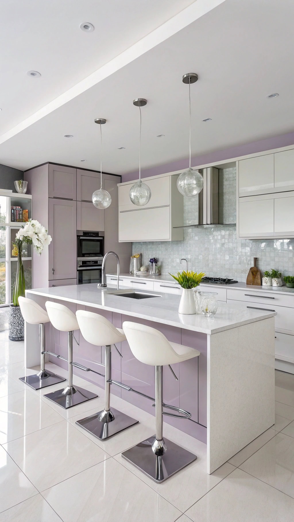 lilac and white combination design