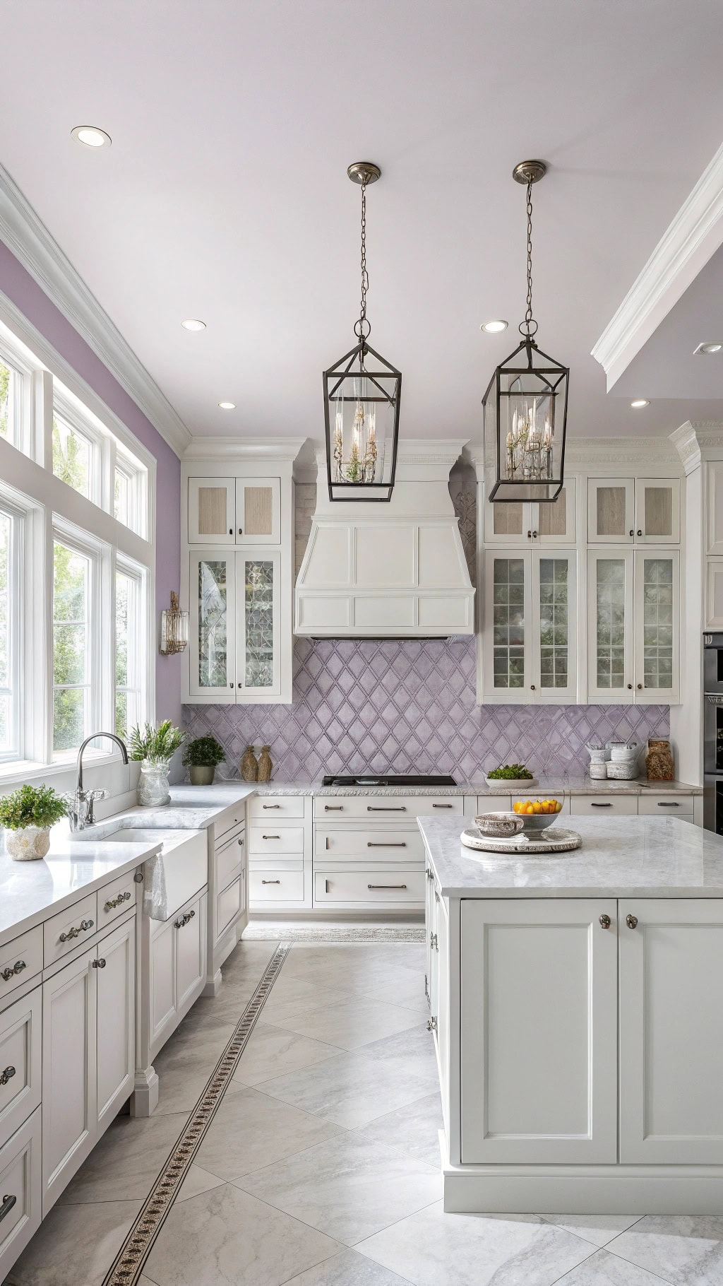 lilac white kitchen design