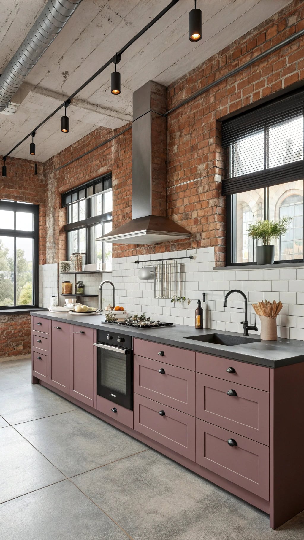 mauve accents in industrial design