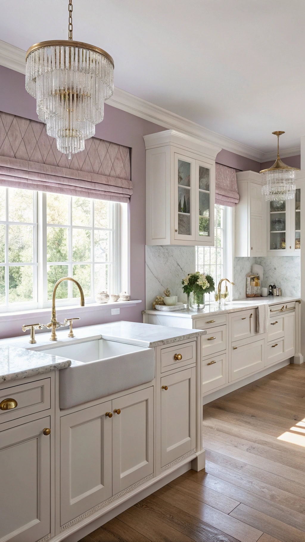 mauve themed traditional kitchen design