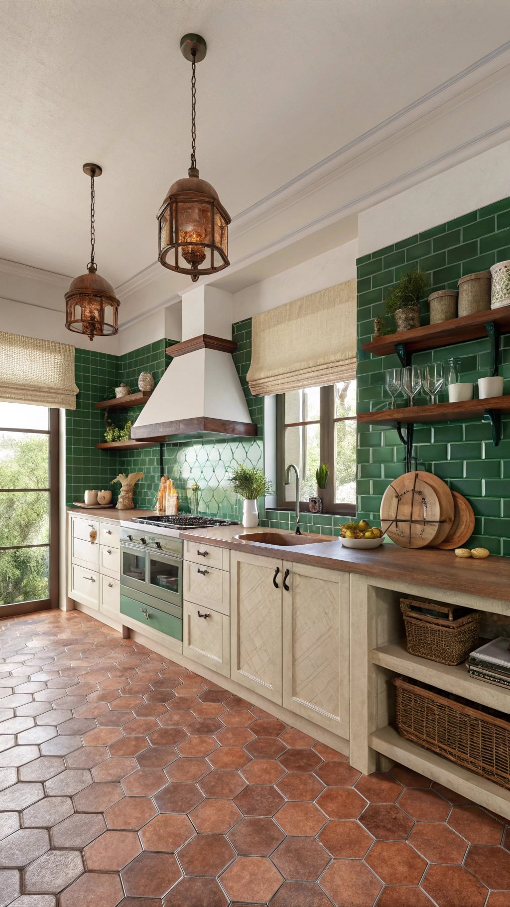 mediterranean green tile design