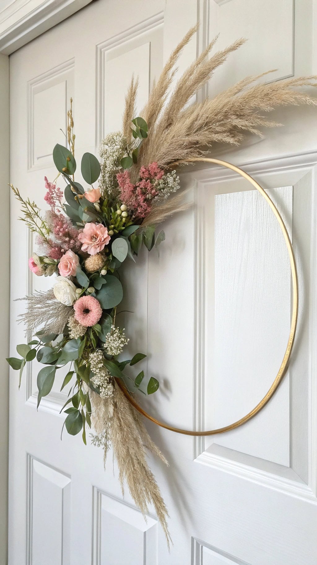 modern floral hoop arrangement