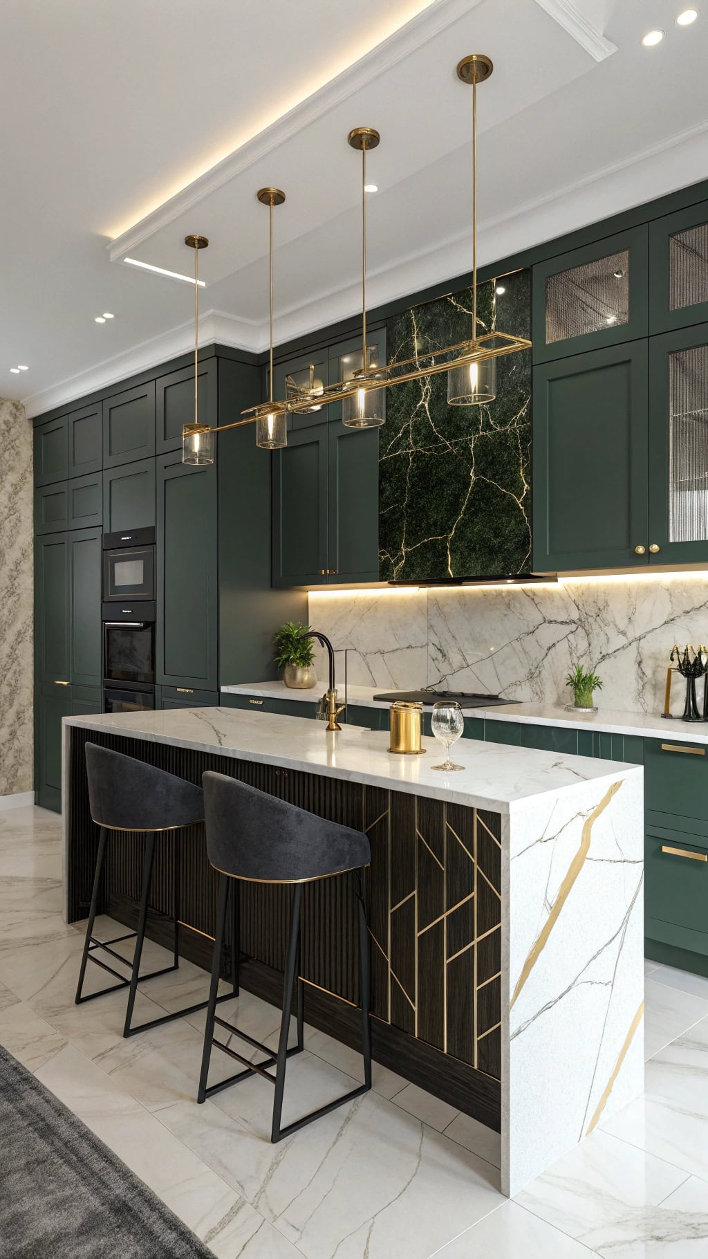 modern green glass backsplash