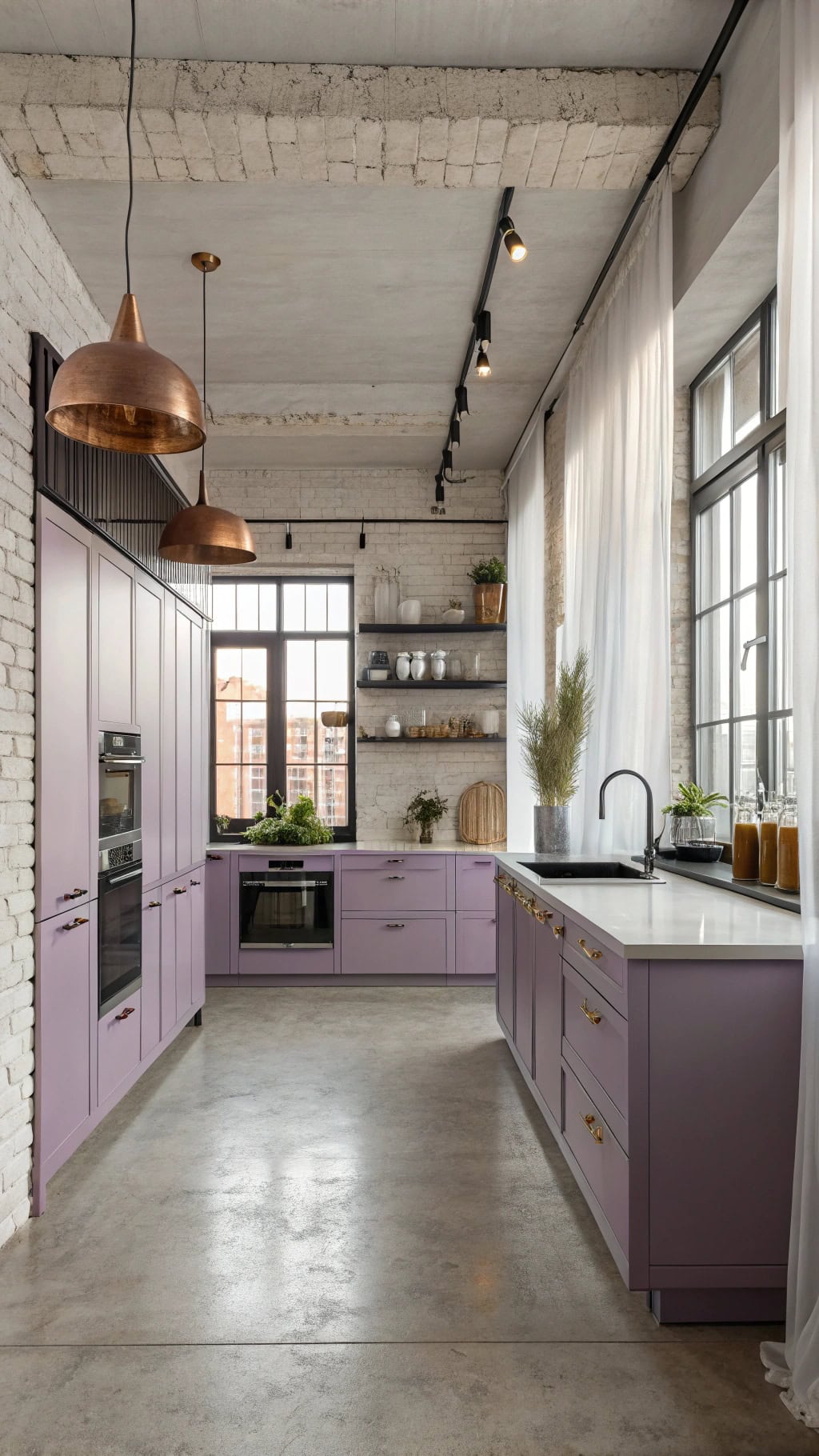 modern lilac urban kitchen