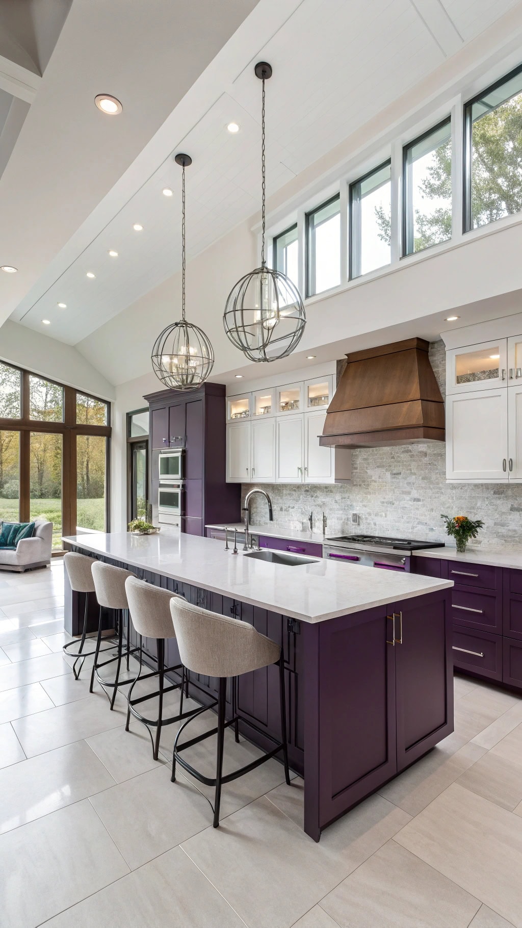 modern purple white interior