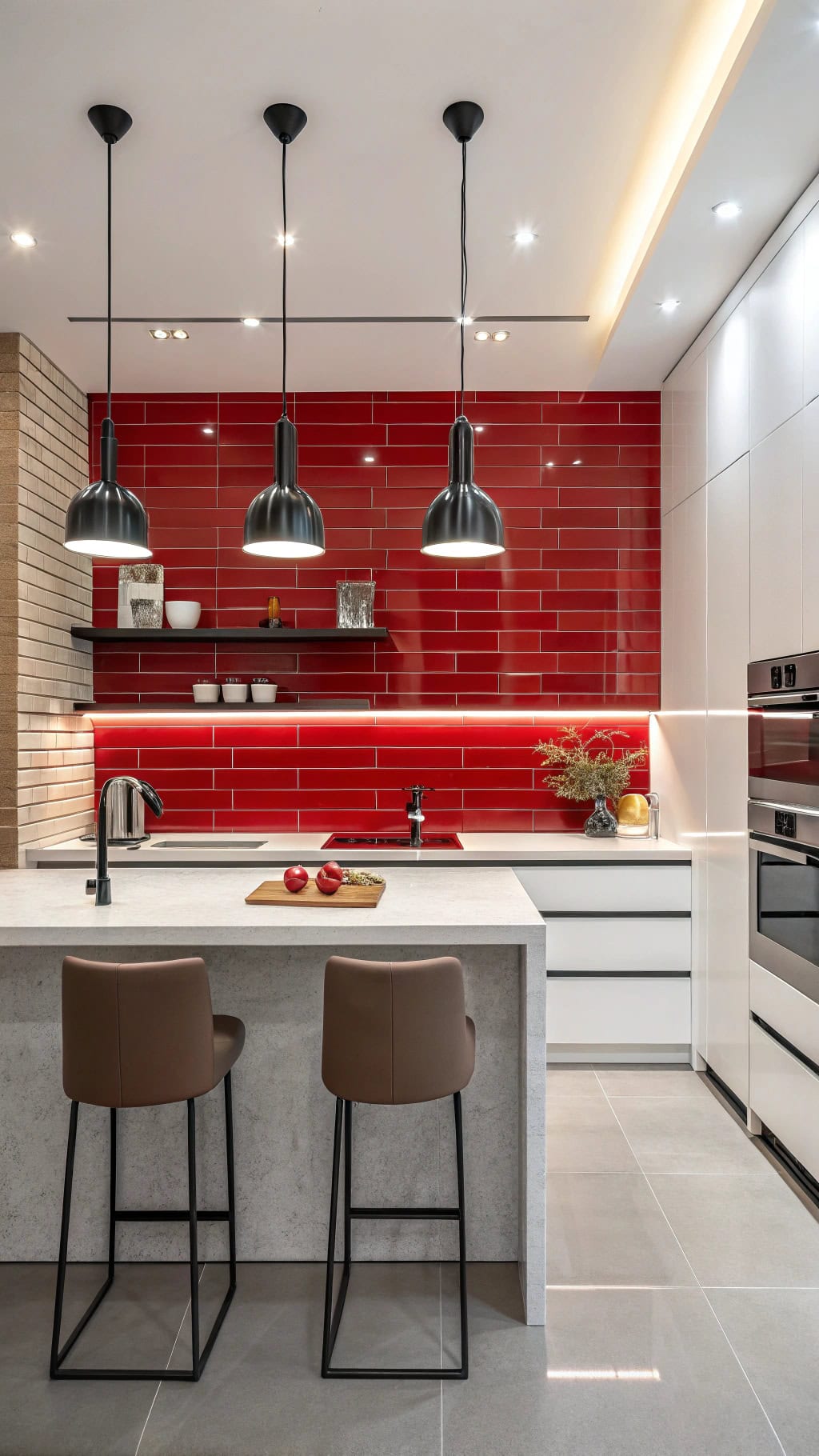 modern red tile layout