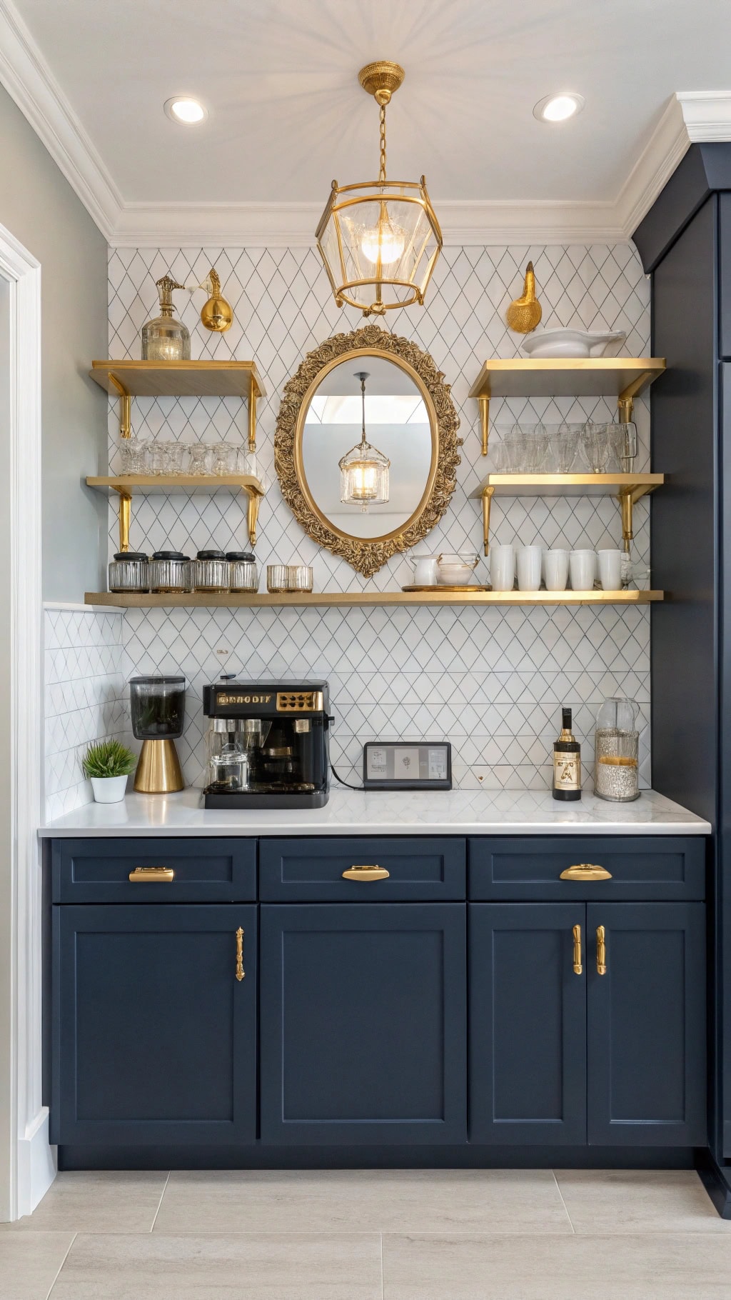 navy coffee bar elegance