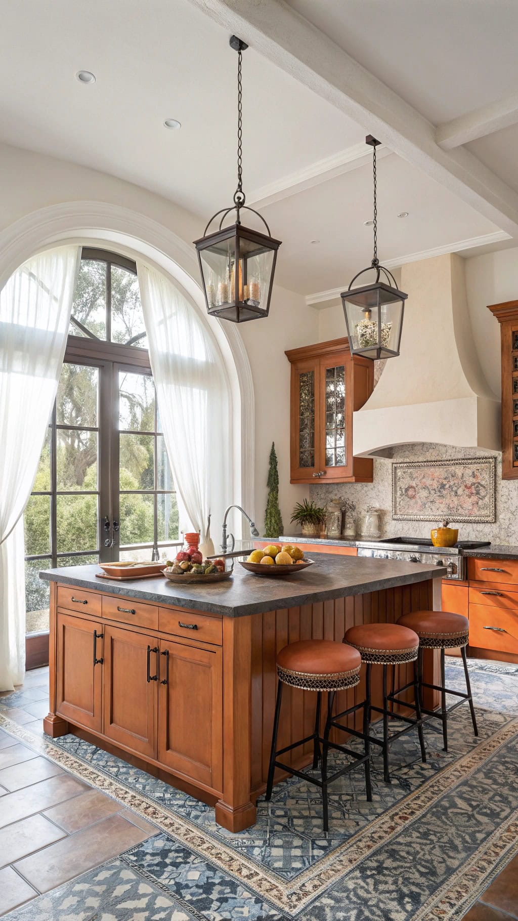 orange wood mediterranean kitchen