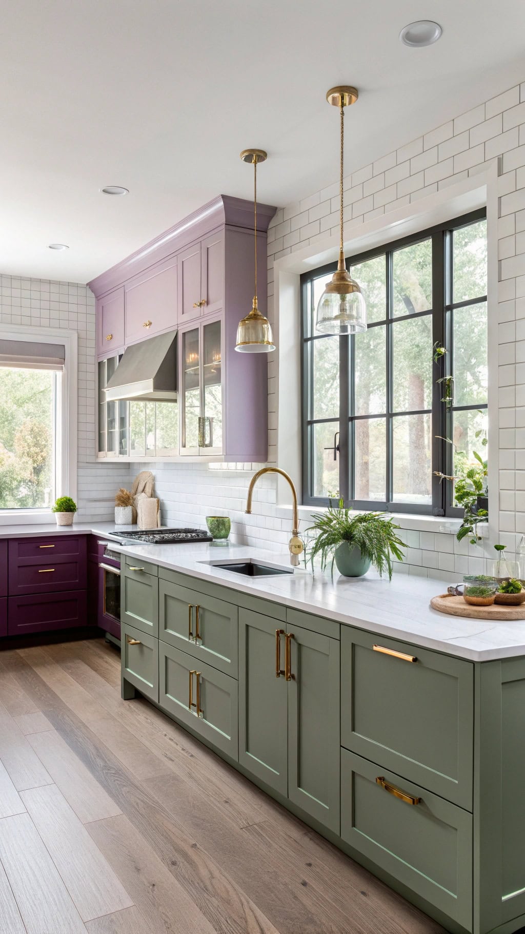 purple and green cabinet design