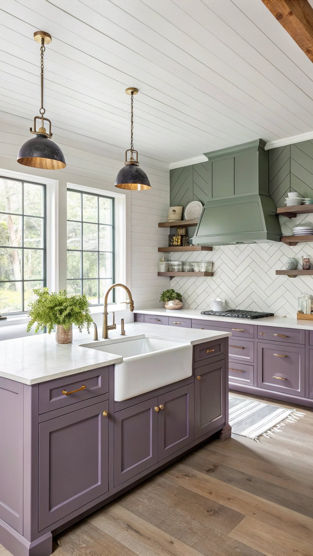 purple farmhouse with sage